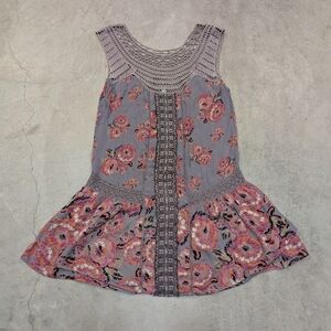 Free People Women's S Floral Sleeveless Dress Lace Midi